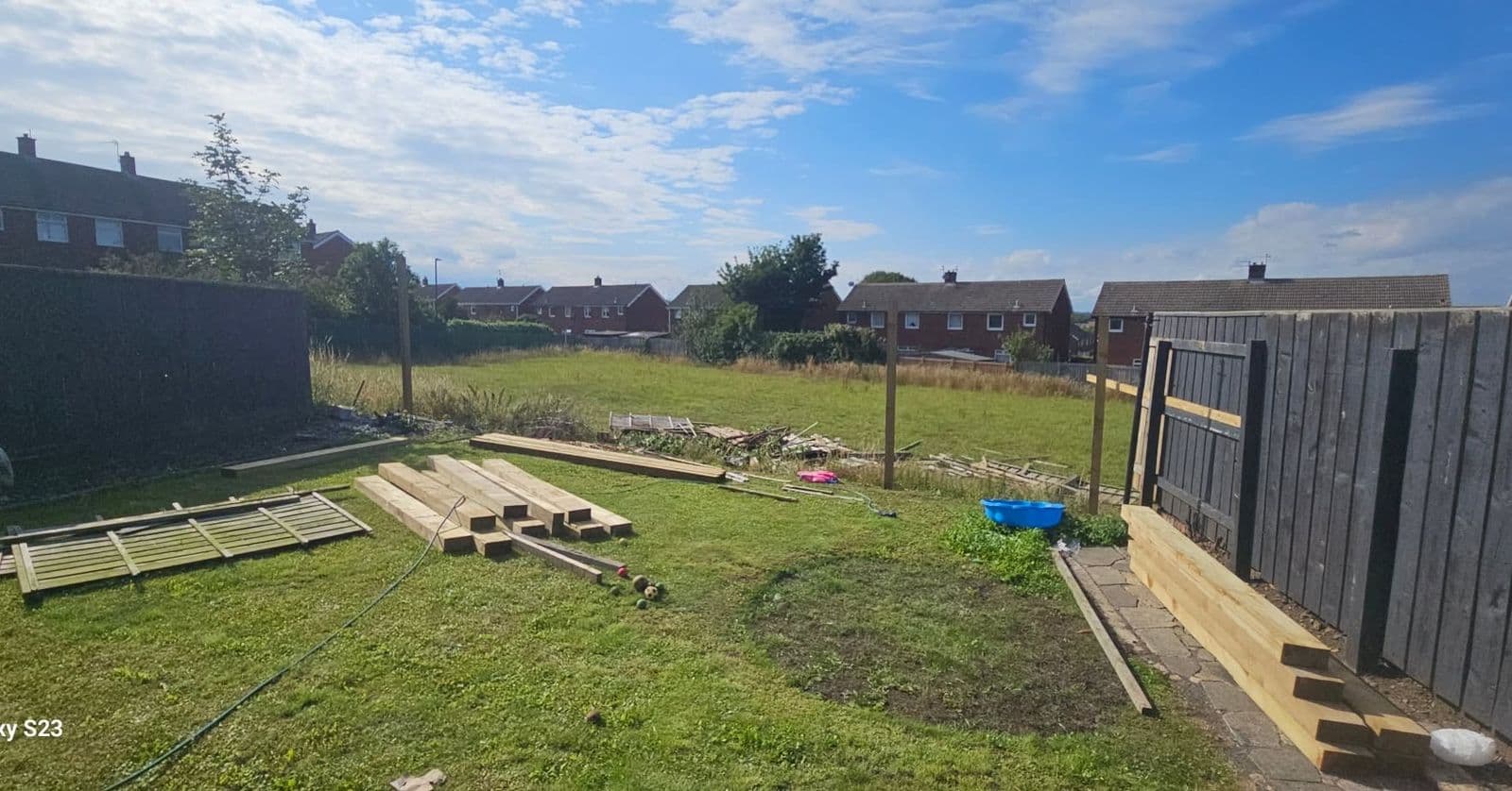 14ft fence and sleeper retaining wall in Boldon, photo 7 of 9