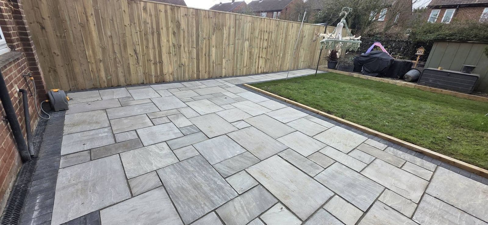 Grey sandstone patio and new fence, photo 6 of 12