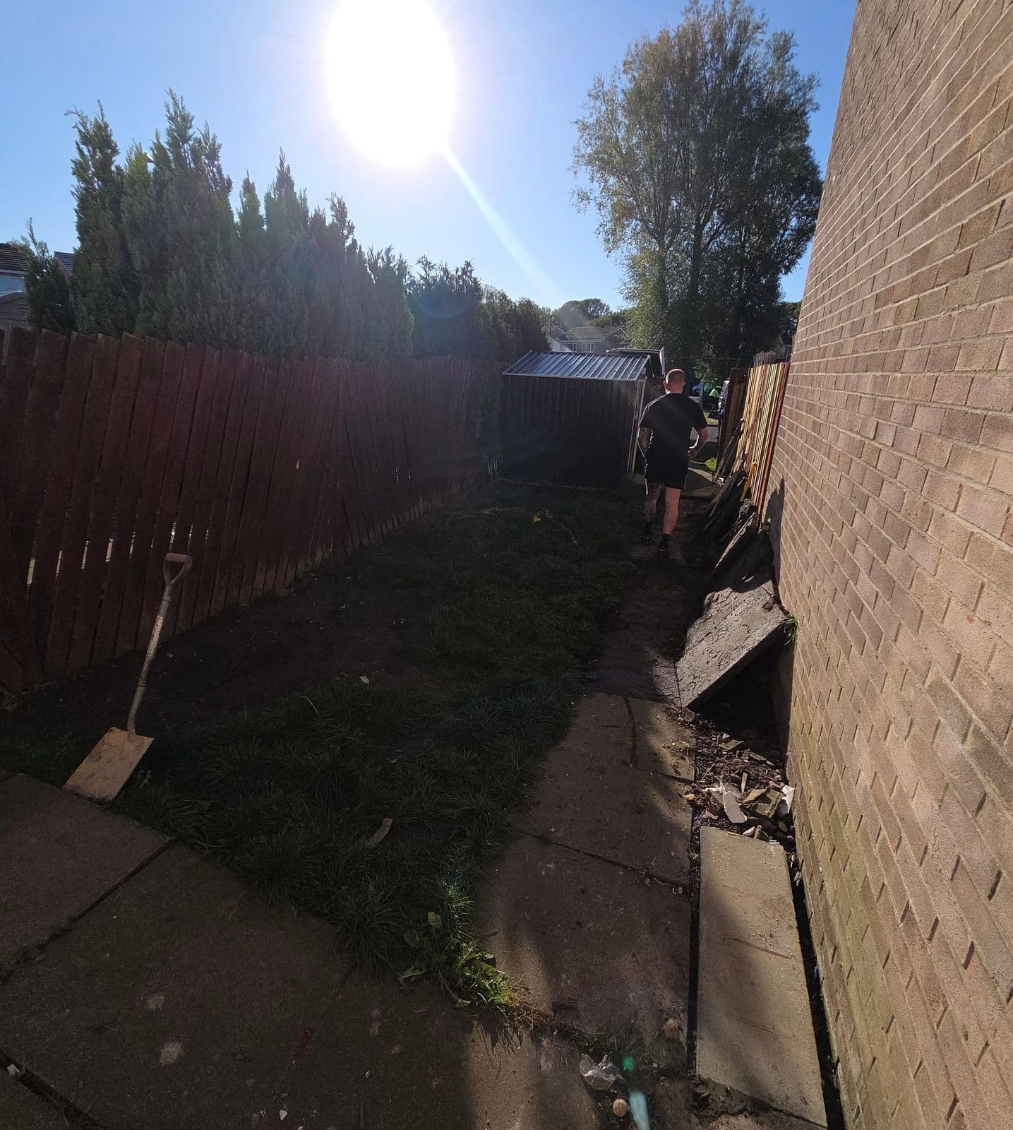 Before: Granite sett garden and path in Killingworth