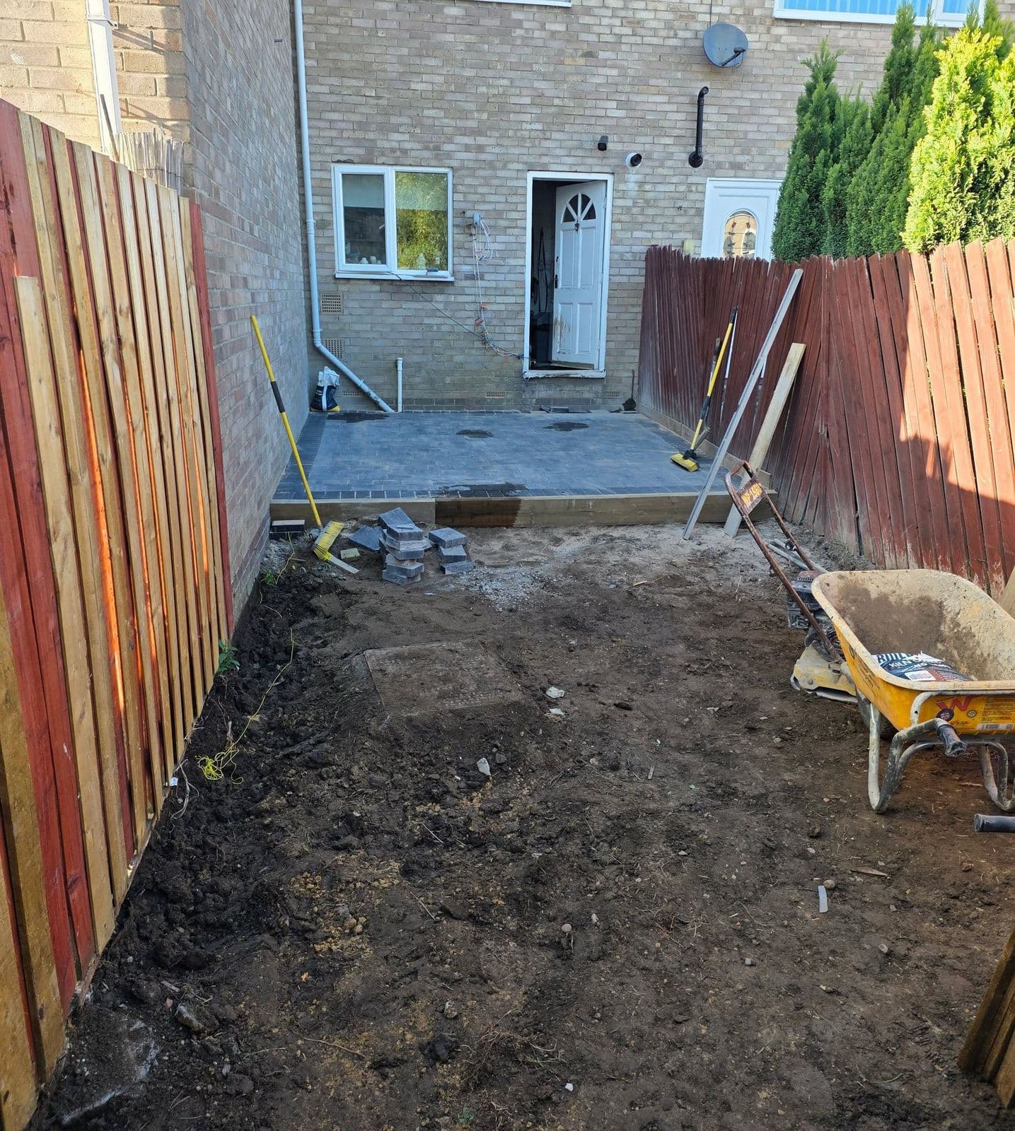 Before: Granite sett garden and path in Killingworth