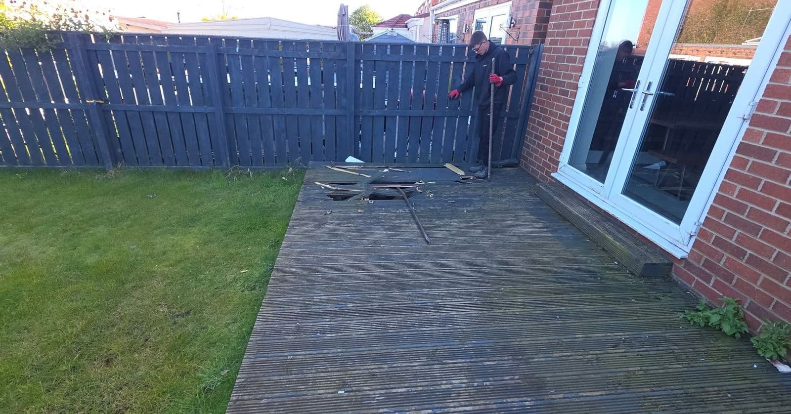 Before: Porcelain patio and new lawn in South Shields