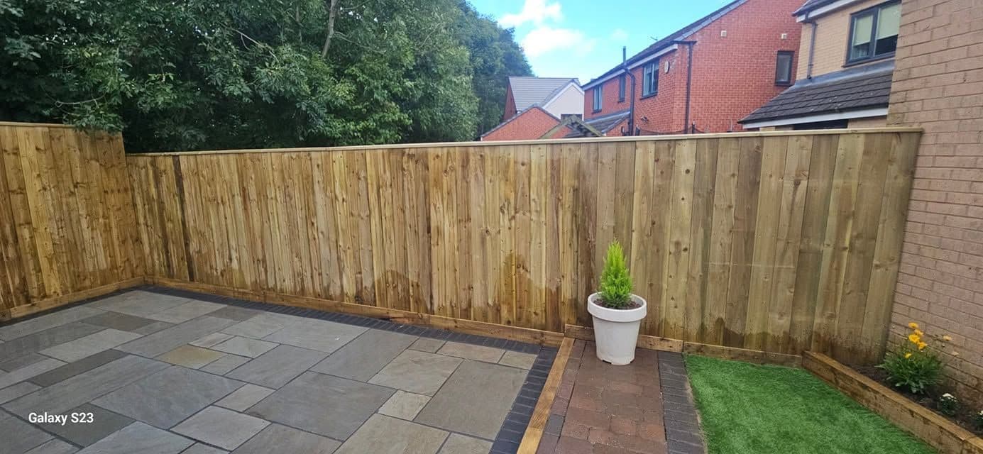 Rotten decking replaced with sandstone and artificial grass in Hebburn, photo 11 of 18