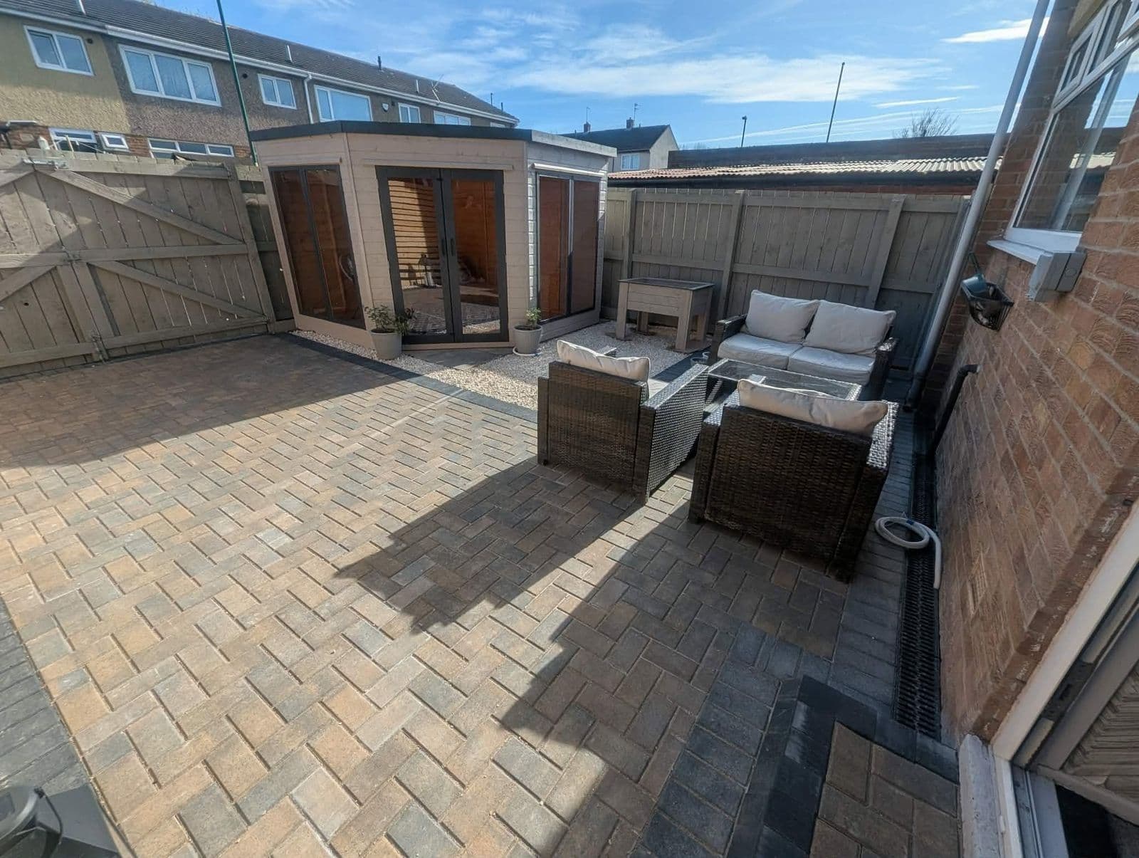 Garden transformation with garden room in Hebburn