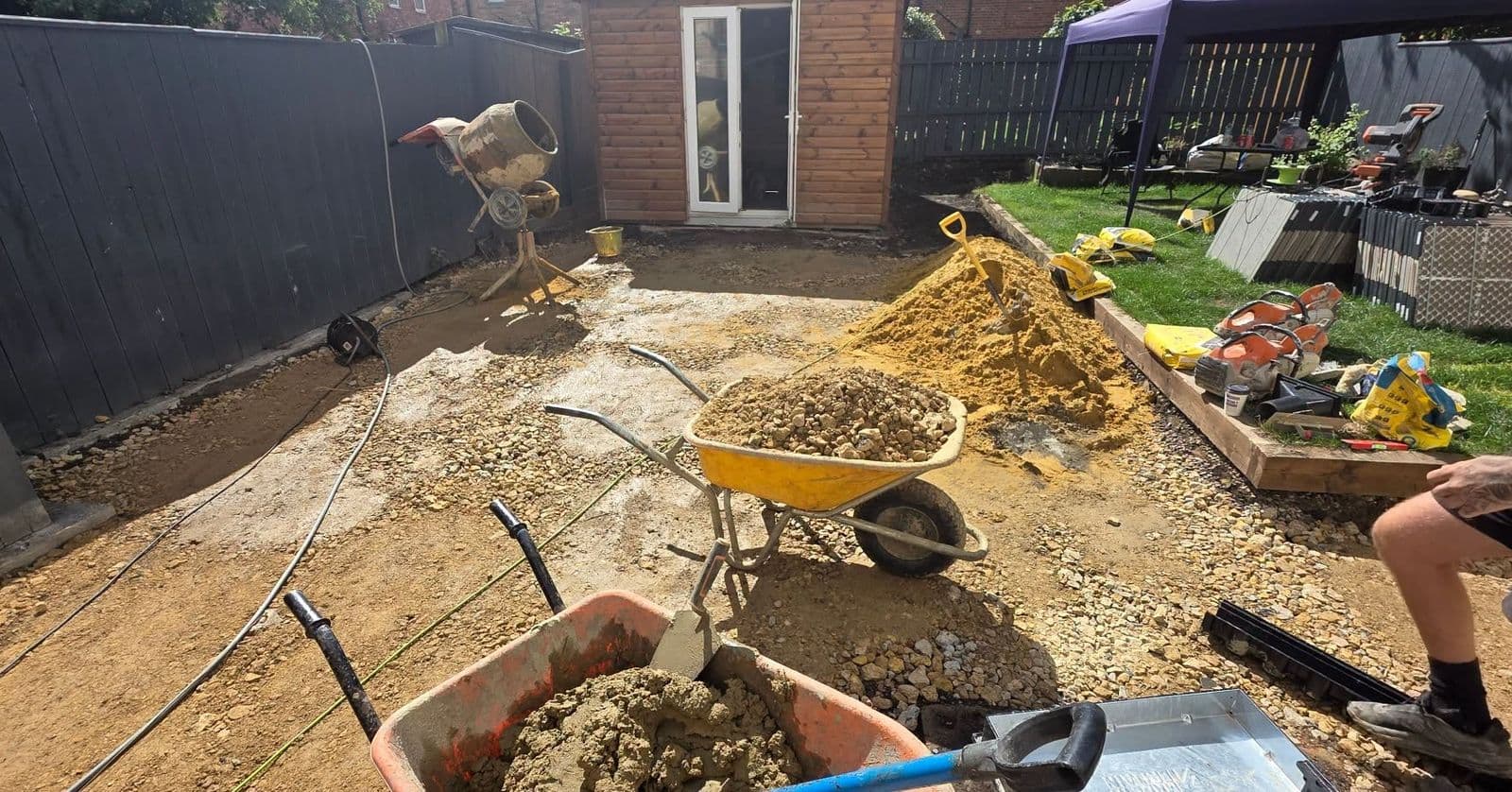 Grey porcelain patio with drainage in Hebburn, photo 6 of 10