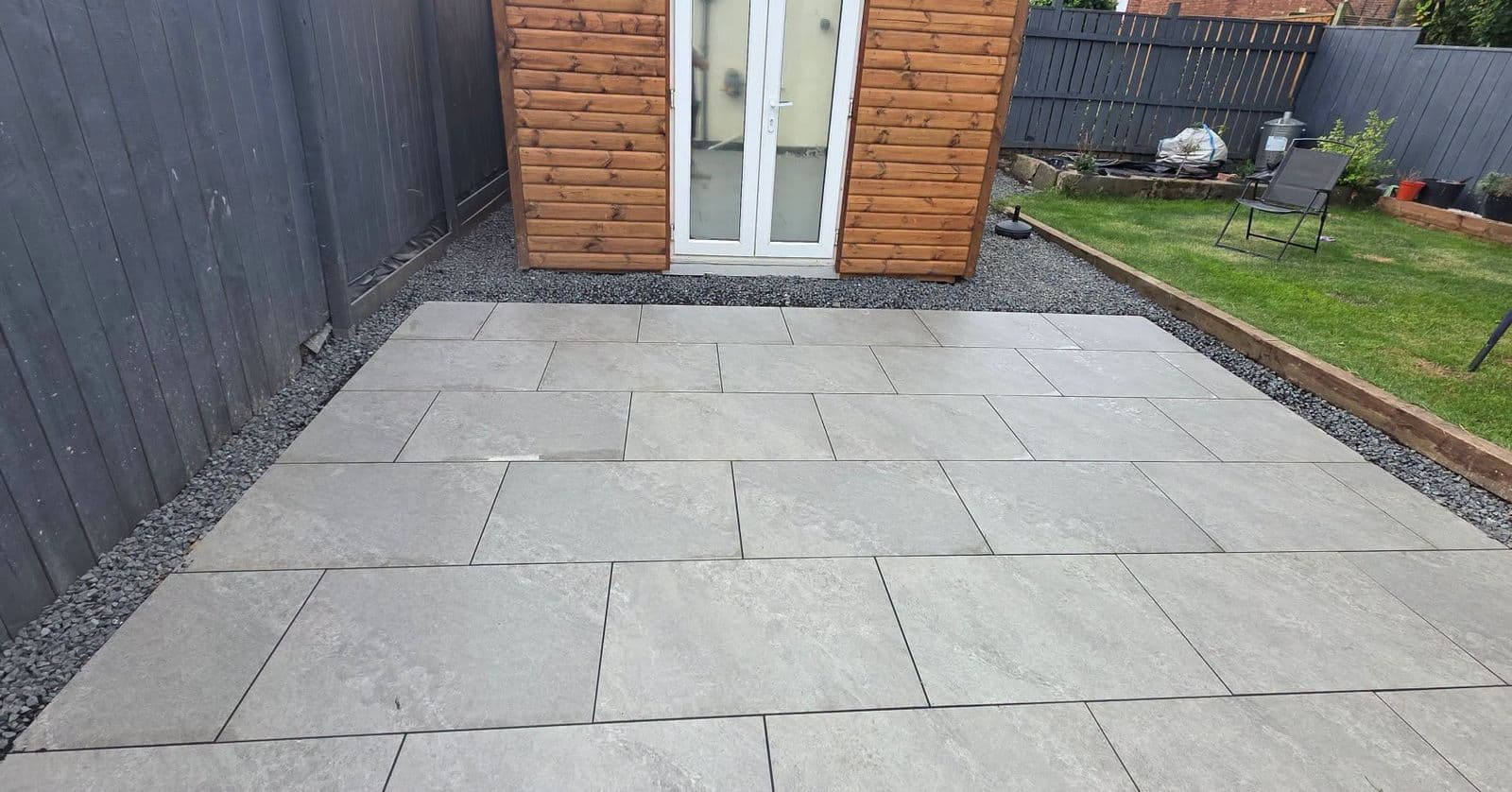 Grey porcelain patio with drainage in Hebburn, photo 10 of 10