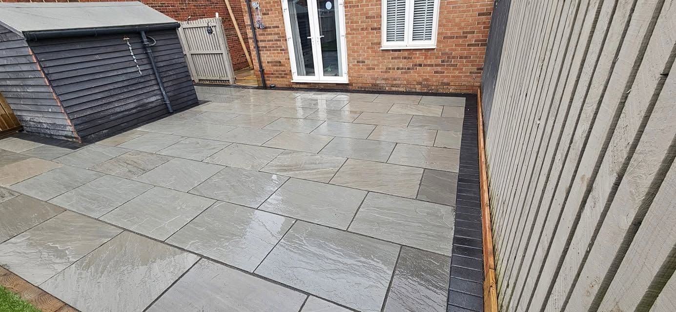 Grey sandstone patio and artificial grass in Jarrow, photo 3 of 27