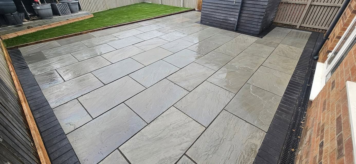 Grey sandstone patio and artificial grass in Jarrow, photo 8 of 27