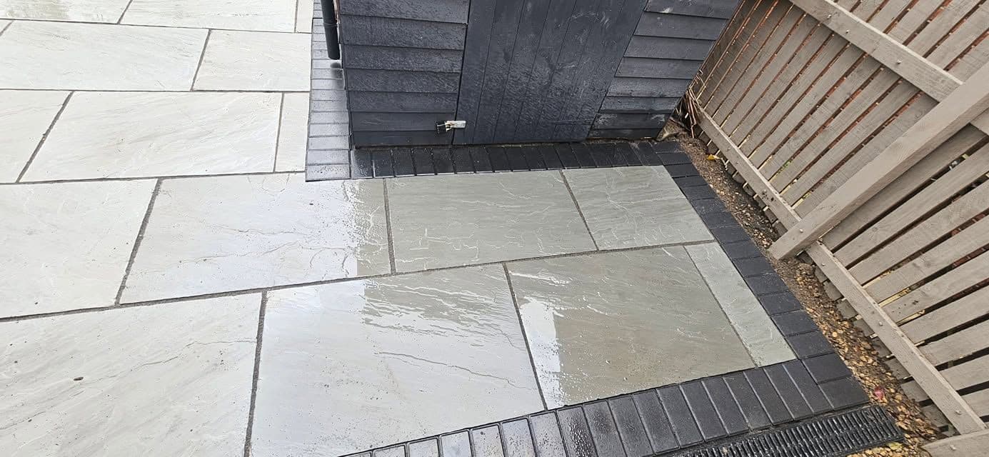 Grey sandstone patio and artificial grass in Jarrow, photo 9 of 27