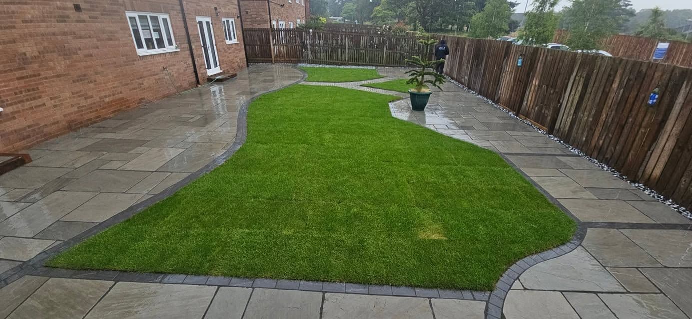 Front and back garden in Indian sandstone in Morpeth, photo 2 of 22