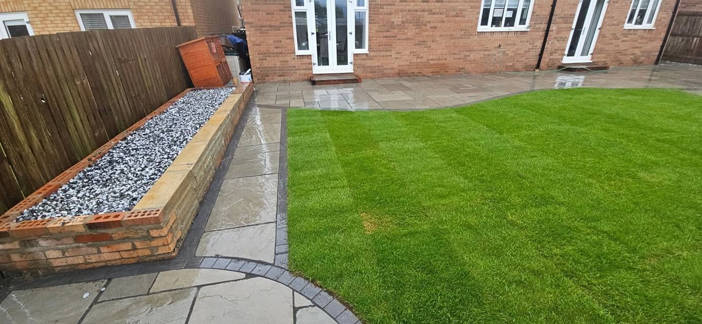 Front and back garden in Indian sandstone in Morpeth, photo 4 of 22