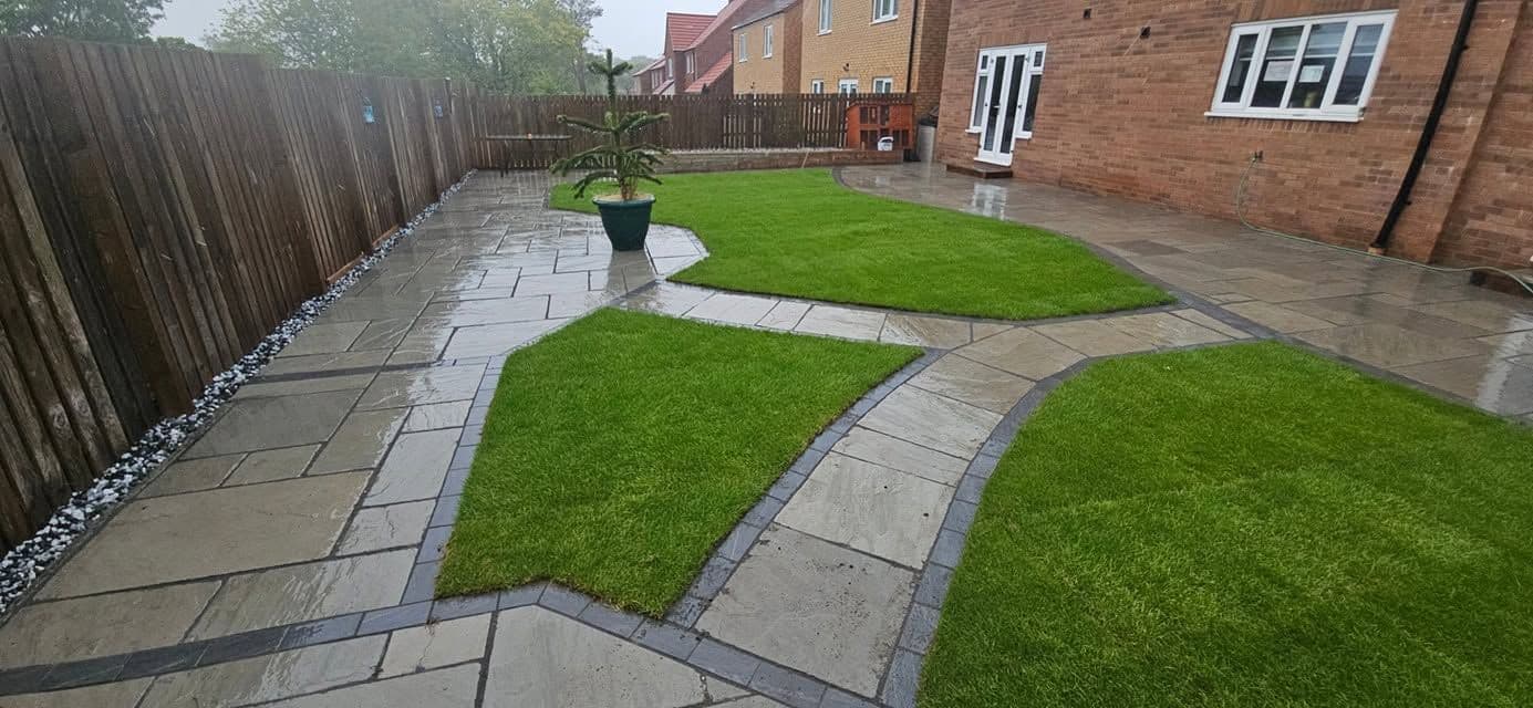 Front and back garden in Indian sandstone in Morpeth, photo 6 of 22