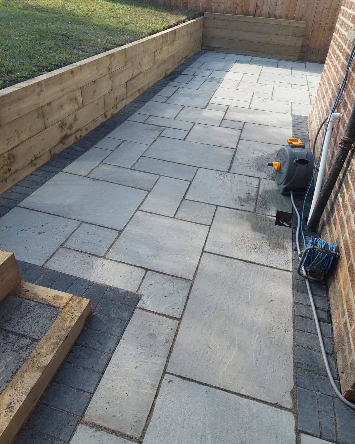 Grey sandstone, sleeper wall and steps in Seaham