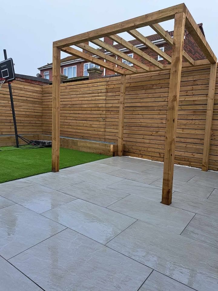 Garden transformation with pergola and artificial grass in South Shields, photo 1 of 21