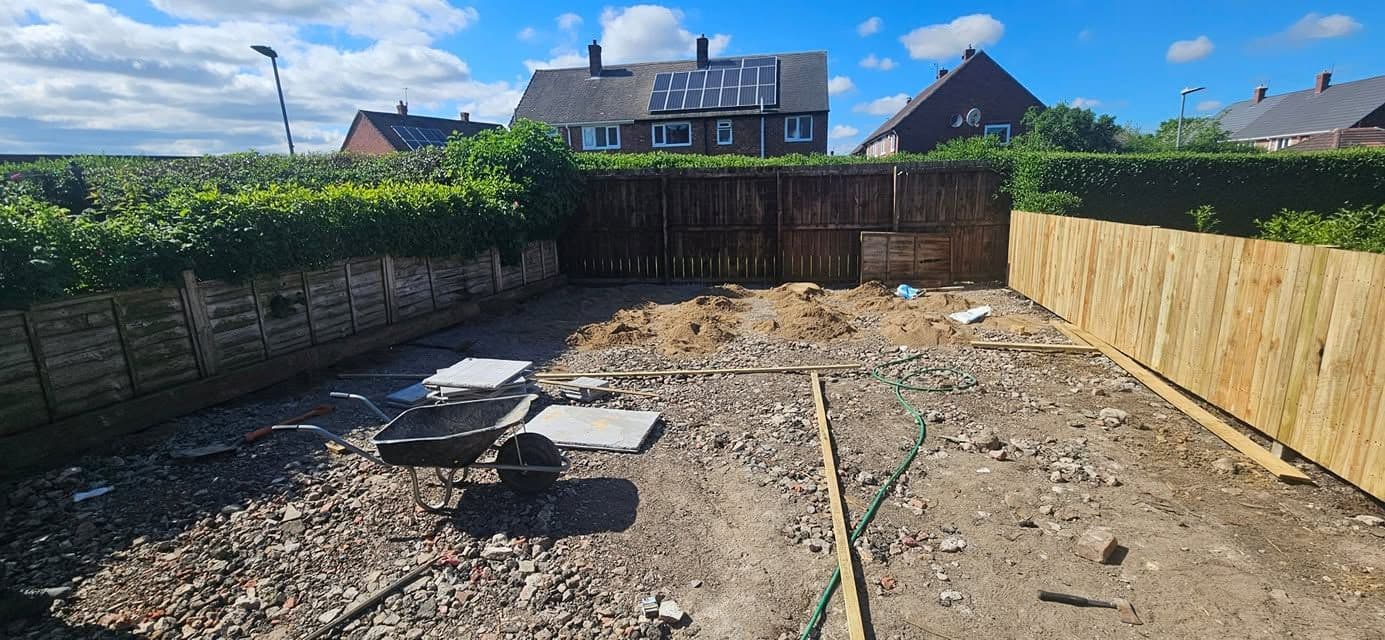 Indian sandstone patio and two artificial lawns in Wardley, photo 15 of 22